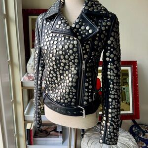 Studded Black  faux Leather Jacket